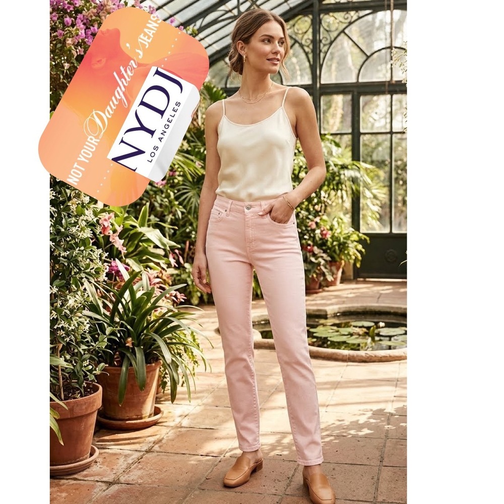 NYDJ Alina Convertible Ankle Jeans Pink Lift Tuck Slim Fit Womens 6 Balletcore